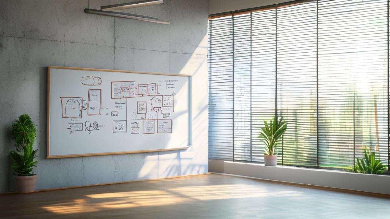 Quadro branco com diagramas